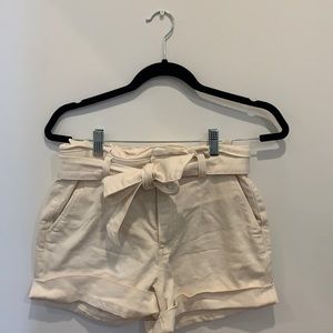 High waisted paper bag style shorts